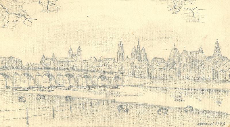 De maasbrug te Maastricht in 1947